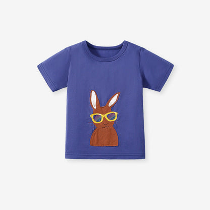 MyKids-USA® Kids’ Rabbits Cartoon Pattern Short Sleeves T-shirt in European and American Style for