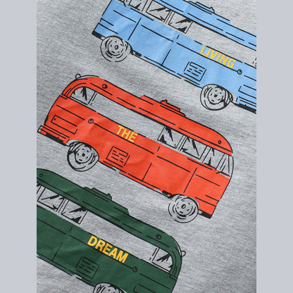 MyKids-USA® Boys’ Vehicles Cartoon Pattern Short Sleeves T-shirt in European and American Style for