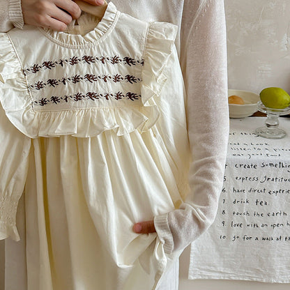 MyKids-USA® Vintage Embroidered Pattern Long-sleeved Dress for Stylish Girls