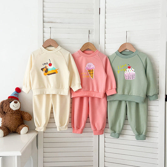 MyKids-USA® Kids Unisex Cute Cartoon Pattern Long Sleeves Top Pullover and Pants clothing Set
