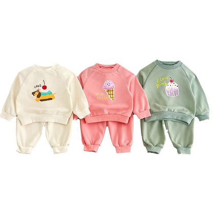 MyKids-USA® Kids Unisex Cute Cartoon Pattern Long Sleeves Top Pullover and Pants clothing Set