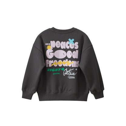 MyKids-USA® Kids Letters Printed Pattern Crew Neck Long Sleeves Warm Cozy Pullover