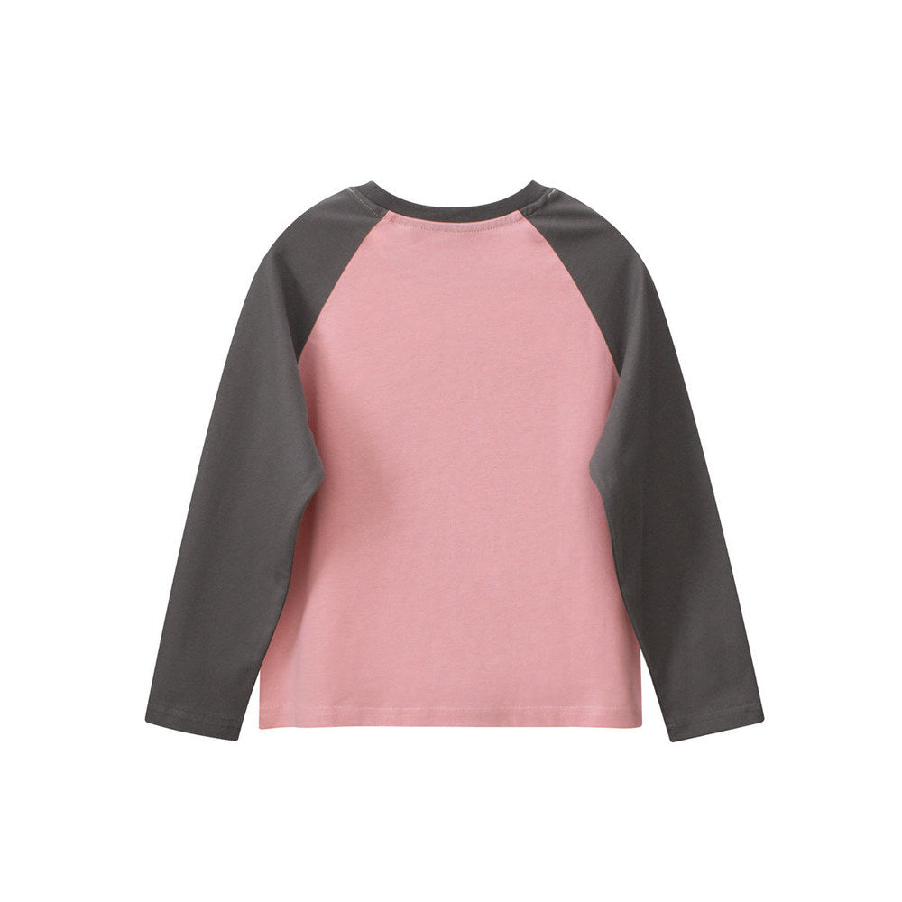 MyKids-USA® Kids Girls Letters Print Crew Neck Long Sleeves Color Patchwork Top