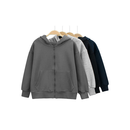 MyKids-USA® European and American Style Kids’ Outerwear: Solid Color Long Sleeves Zip-up Hooded Coat for Children