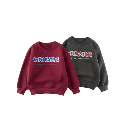 MyKids-USA® Kids Letters Printed Pattern Crew Neck Long Sleeves Warm Cozy Pullover