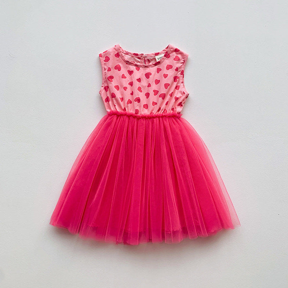 MyKids-USA® Baby Kids Girls Sleeveless Simple Pattern and Mesh Patchwork Dress