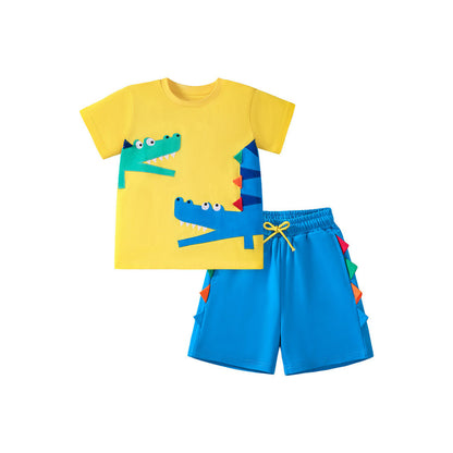 MyKids-USA® Baby Kids Crocodile Cartoon Pattern T-shirt and Shorts Clothing Set for Boys