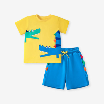 MyKids-USA® Baby Kids Crocodile Cartoon Pattern T-shirt and Shorts Clothing Set for Boys
