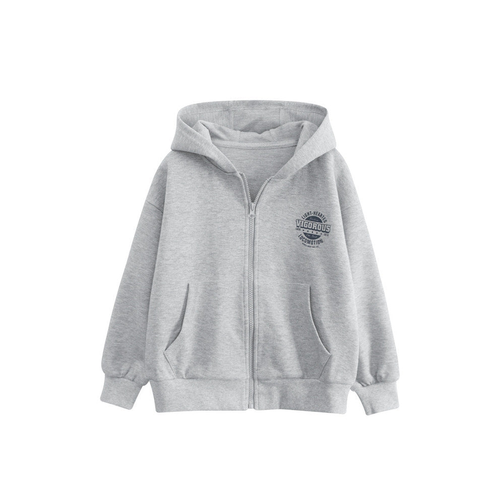 MyKids-USA® European and American Style Kids’ Outerwear: Letters Print Long Sleeves Zip-up Hooded Coat for Children