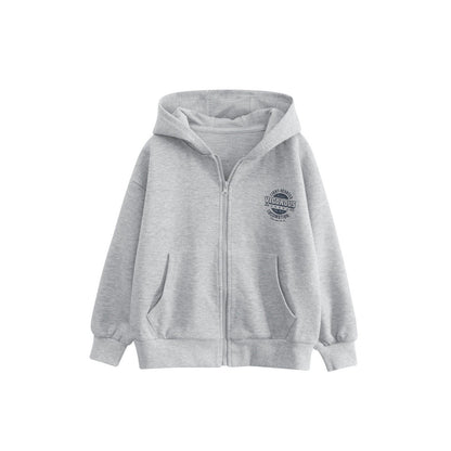 MyKids-USA® European and American Style Kids’ Outerwear: Letters Print Long Sleeves Zip-up Hooded Coat for Children