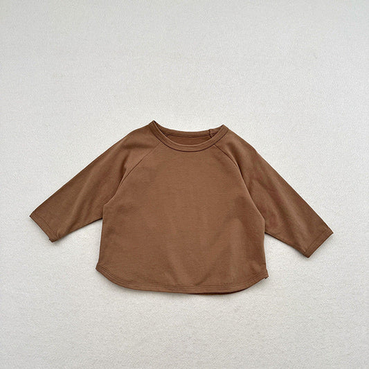 MyKids-USA® Kids Unisex Soft Comfortable Long Sleeves Vintage Solid Color Top