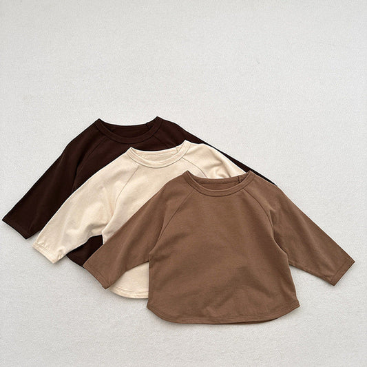MyKids-USA® Kids Unisex Soft Comfortable Long Sleeves Vintage Solid Color Top