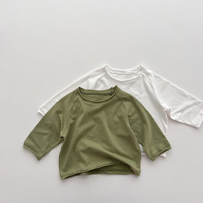 MyKids-USA® Kids Unisex Soft Comfortable Long Sleeves Solid Color Top