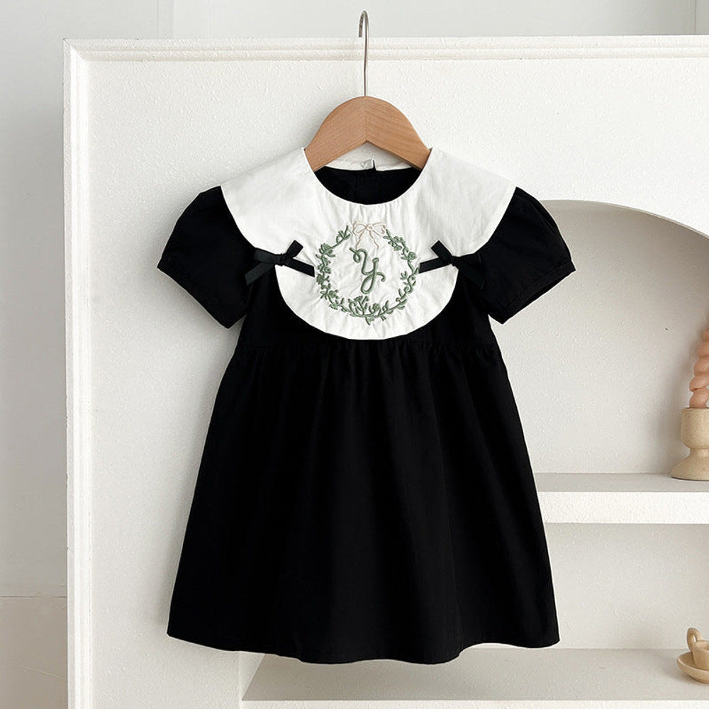 MyKids-USA® Baby Girls French-style Wreath Embroidery Pattern Short-sleeved bodysuit or Dress – Princess Sister Matching
