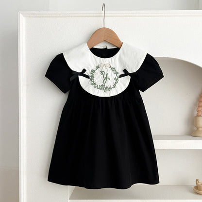 MyKids-USA® Baby Girls French-style Wreath Embroidery Pattern Short-sleeved bodysuit or Dress – Princess Sister Matching