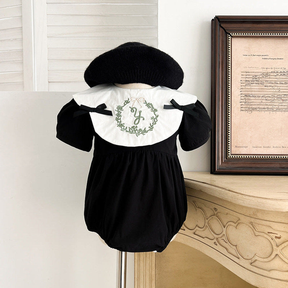 MyKids-USA® Baby Girls French-style Wreath Embroidery Pattern Short-sleeved bodysuit or Dress – Princess Sister Matching