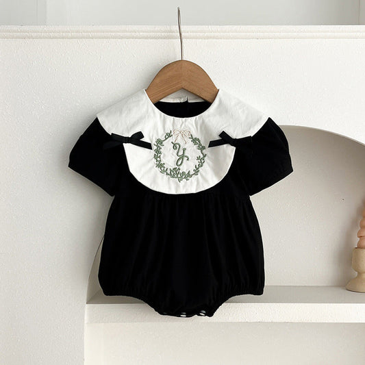 MyKids-USA® Baby Girls French-style Wreath Embroidery Pattern Short-sleeved bodysuit and Dress – Princess Sister Matching