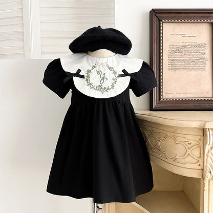 MyKids-USA® Baby Girls French-style Wreath Embroidery Pattern Short-sleeved bodysuit or Dress – Princess Sister Matching