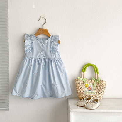 MyKids-USA® Baby Girls French-style Butterfly-Bows Embroidery Pattern Sleeveless bodysuit or Dress – Princess Sister Matching