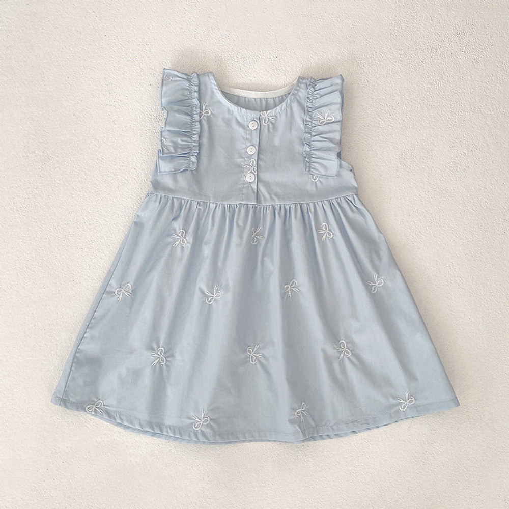 MyKids-USA® Baby Girls French-style Butterfly-Bows Embroidery Pattern Sleeveless bodysuit or Dress – Princess Sister Matching
