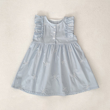 MyKids-USA® Baby Girls French-style Butterfly-Bows Embroidery Pattern Sleeveless bodysuit or Dress – Princess Sister Matching