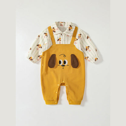 MyKids-USA® Baby Cartoon Puppy Pattern Romper with Turn-down Collar
