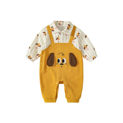 MyKids-USA® Baby Cartoon Puppy Pattern Romper with Turn-down Collar