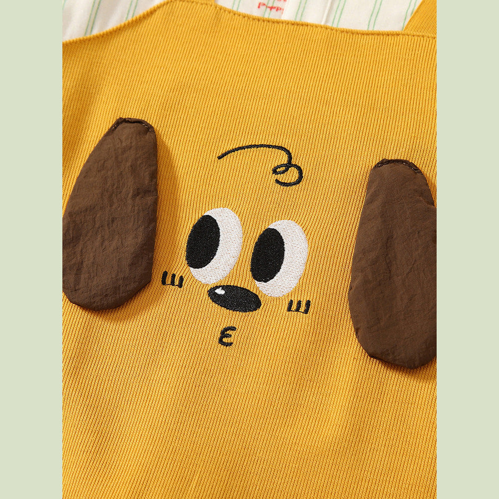 MyKids-USA® Baby Cartoon Puppy Pattern Romper with Turn-down Collar