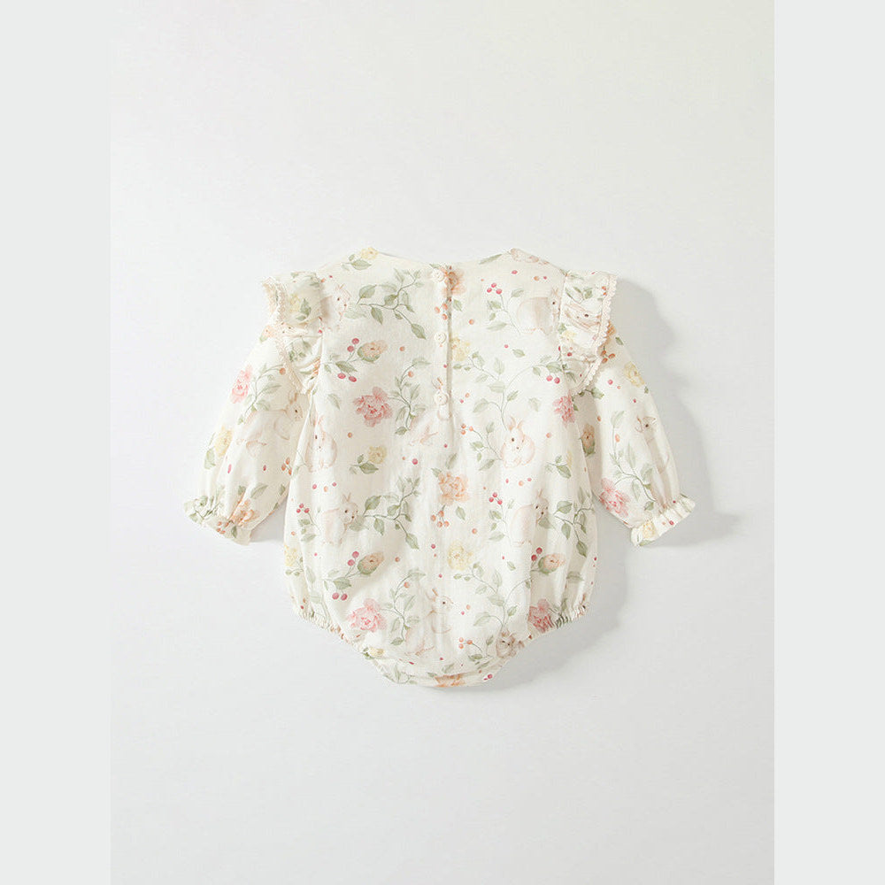 MyKids-USA® Baby Girls Flowers Pattern Long Sleeved bodysuit with Hat