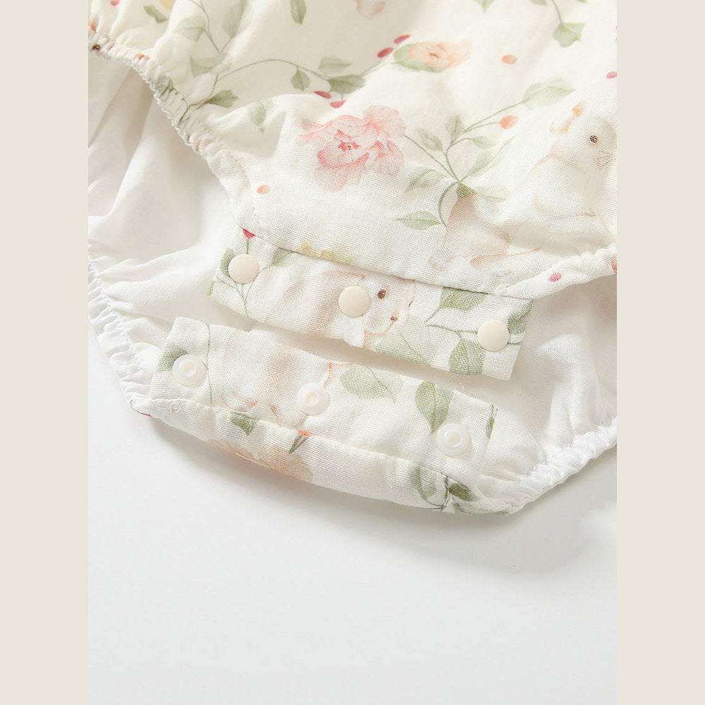 MyKids-USA® Baby Girls Flowers Pattern Long Sleeved bodysuit with Hat
