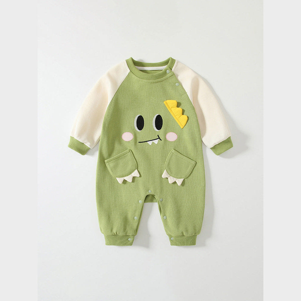 MyKids-USA® Baby Cartoon Dragon Pattern Color Patchwork Romper