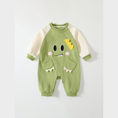 MyKids-USA® Baby Cartoon Dragon Pattern Color Patchwork Romper