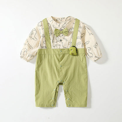 MyKids-USA® Baby Boys Cartoon Dinosaur Pattern Color Patchwork Romper