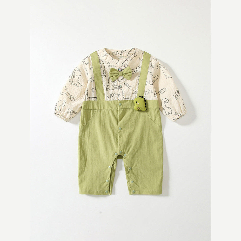 MyKids-USA® Baby Boys Cartoon Dinosaur Pattern Color Patchwork Romper
