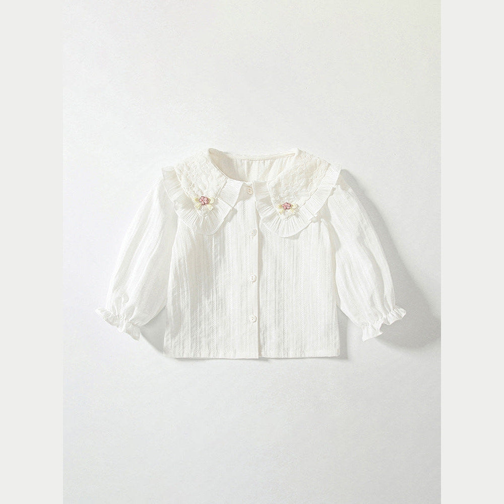 MyKids-USA® Baby Kids Girls Simple Comfortable Long Sleeves Flowers and Butterfly-Bows Pattern Top Shirt