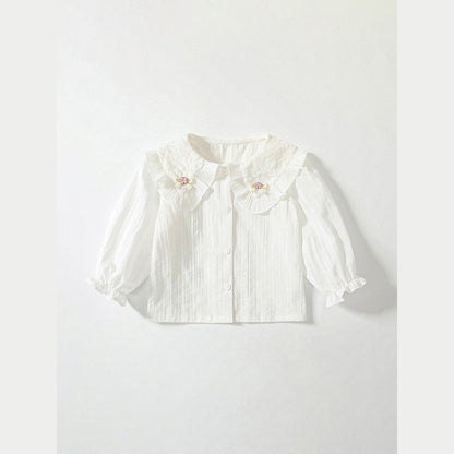 MyKids-USA® Baby Kids Girls Simple Comfortable Long Sleeves Flowers and Butterfly-Bows Pattern Top Shirt