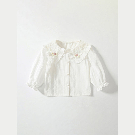 MyKids-USA® Baby Kids Girls Simple Comfortable Long Sleeves Flowers and Butterfly-Bows Pattern Top Shirt