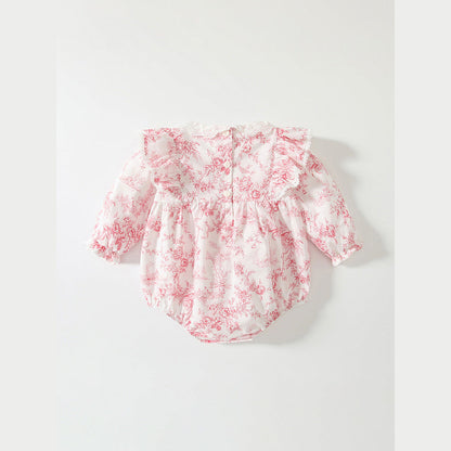 MyKids-USA® Baby Girls Flowers Pattern Lace-Trim Collar bodysuit Bodysuits