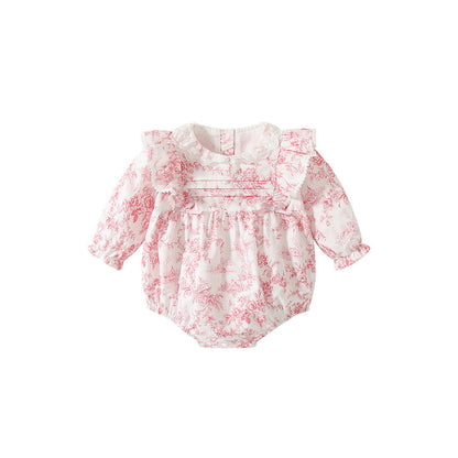 MyKids-USA® Baby Girls Flowers Pattern Lace-Trim Collar bodysuit Bodysuits