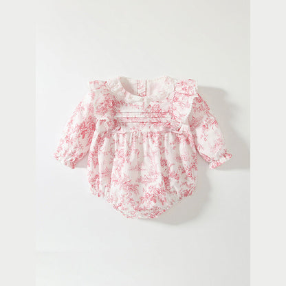 MyKids-USA® Baby Girls Flowers Pattern Lace-Trim Collar bodysuit Bodysuits