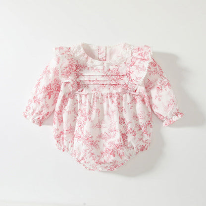 MyKids-USA® Baby Girls Flowers Pattern Lace-Trim Collar bodysuit Bodysuits