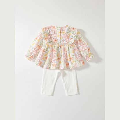 MyKids-USA® Baby Girls Long Sleeves Floral Design Top Dress and Pants Set – Clothing Set