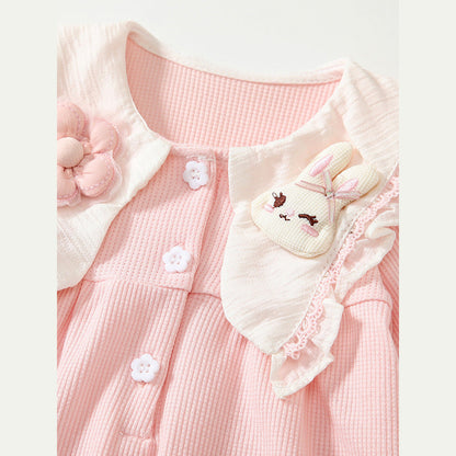 MyKids-USA® Baby Girls Flowers and Rabbits Pattern Pink bodysuit Bodysuits