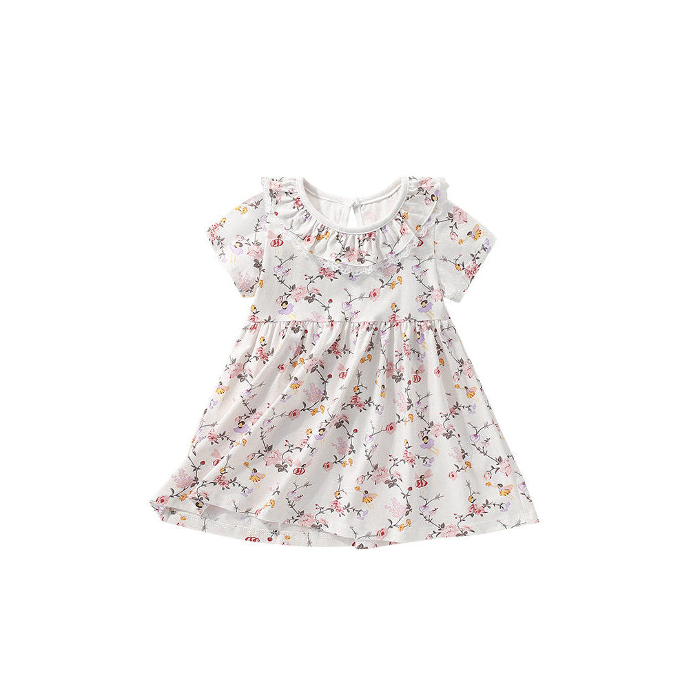 MyKids-USA® Floral Pattern Short Sleeves Dress for Stylish Girls