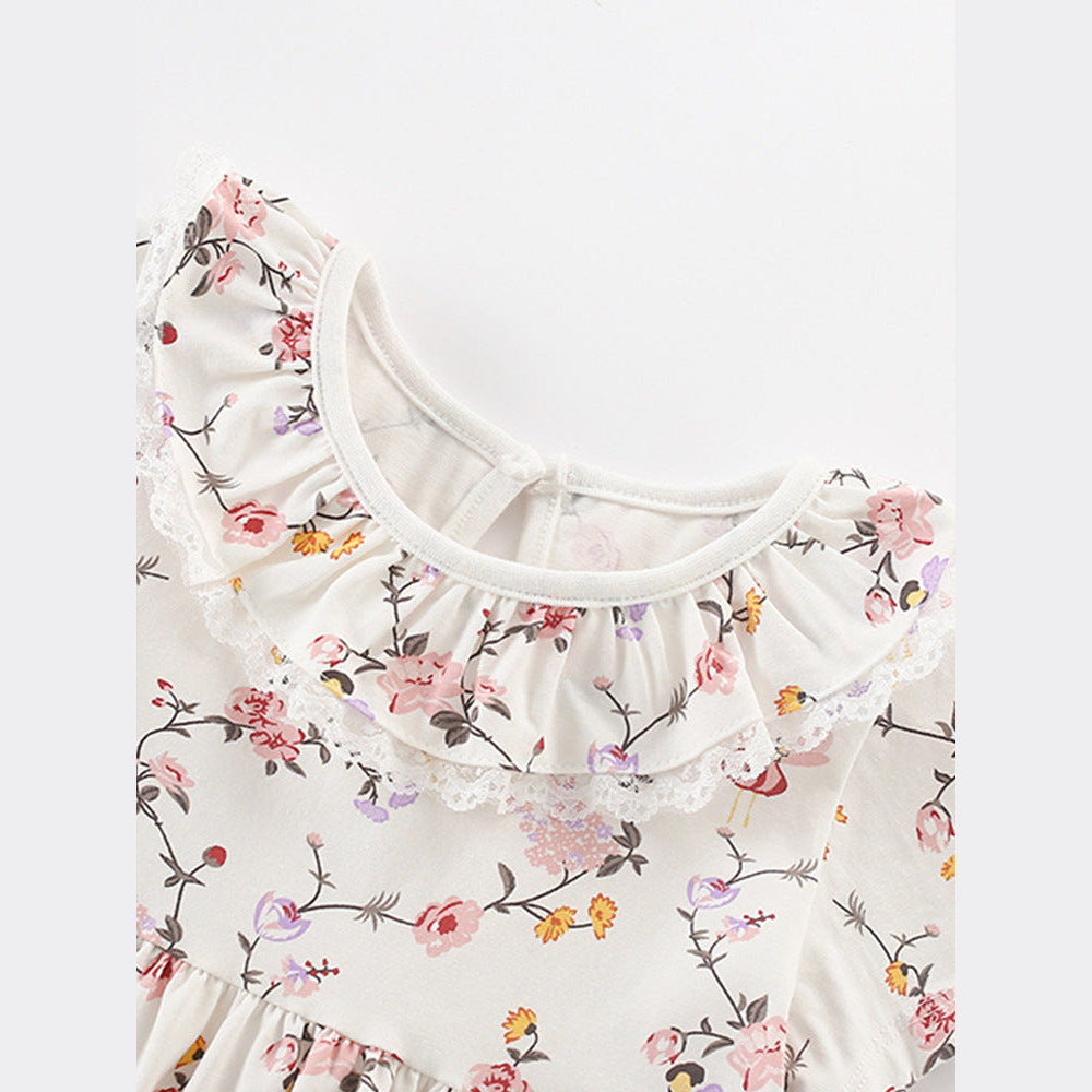 MyKids-USA® Floral Pattern Short Sleeves Dress for Stylish Girls