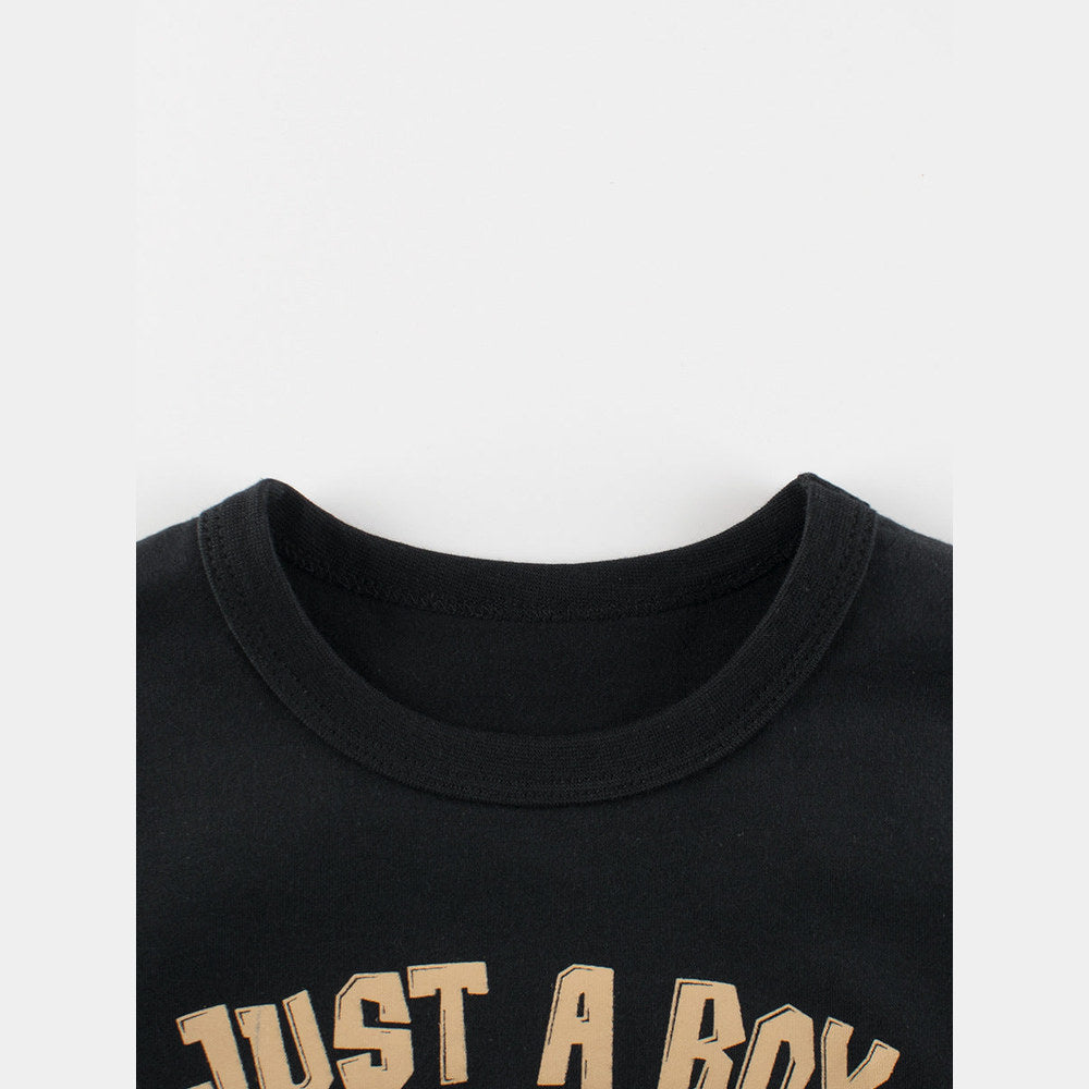 MyKids-USA® Boys’ Cartoon Dinosaur and Letters Print T-shirt in European and American Style