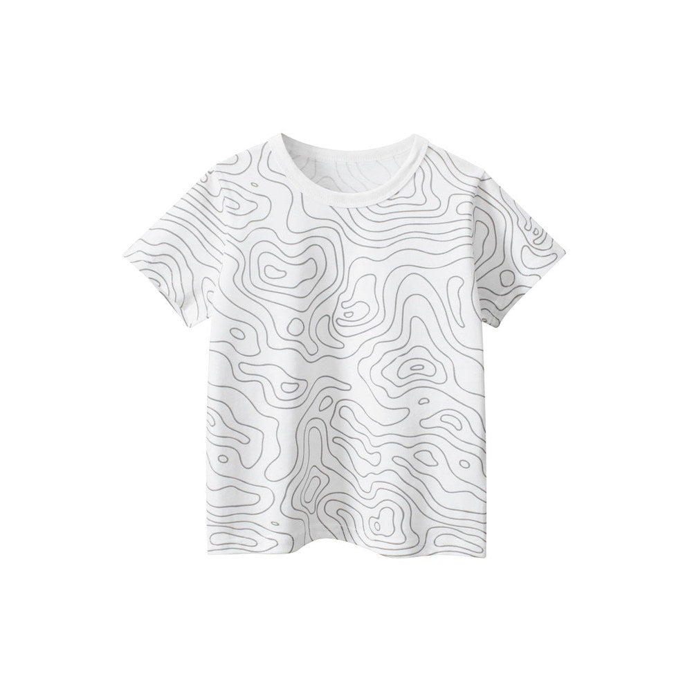 MyKids-USA® Boys’ Geometric Pattern Printed Casual T-shirt in European and American Style