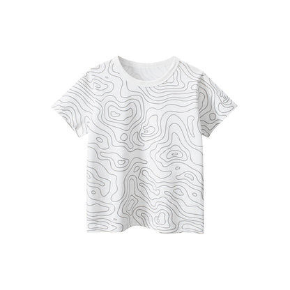 MyKids-USA® Boys’ Geometric Pattern Printed Casual T-shirt in European and American Style