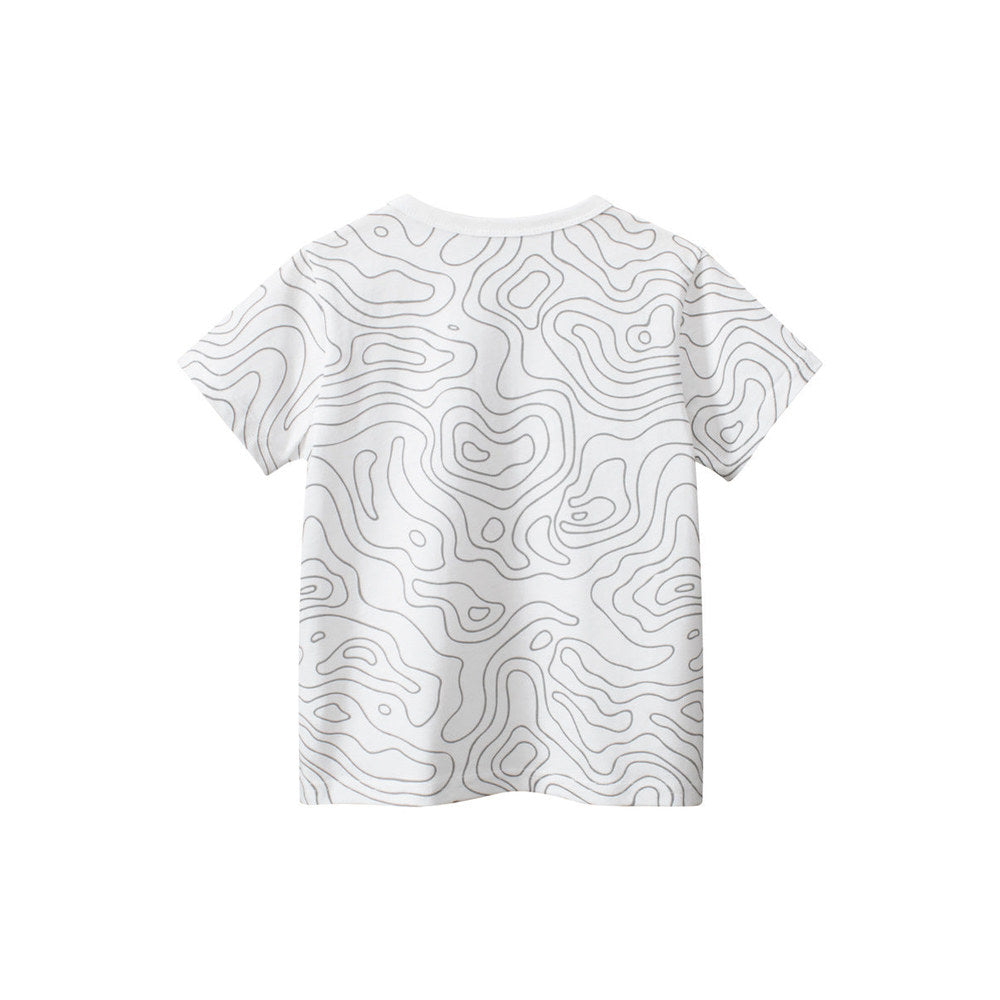 MyKids-USA® Boys’ Geometric Pattern Printed Casual T-shirt in European and American Style
