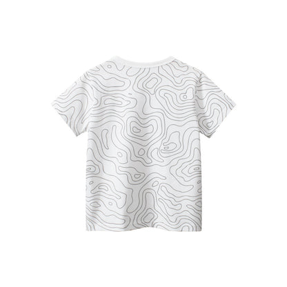 MyKids-USA® Boys’ Geometric Pattern Printed Casual T-shirt in European and American Style